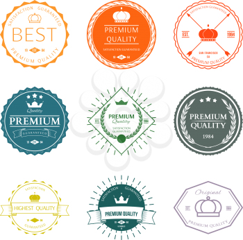 Set of premium quality labels and badges vector illustration