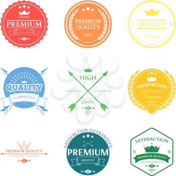 Set of premium quality labels and badges vector illustration