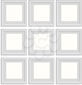 blank picture frame template set isolated on wall vector