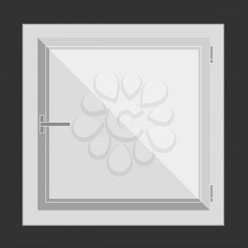Gray Plastic window with reflection. Vector illustration