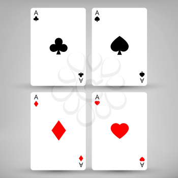 Four Aces cards with gray backgrounds and shadows