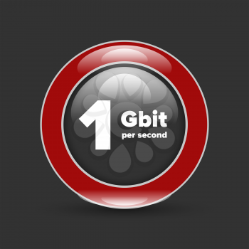 Gigabit shiny bubble sign with shadow on white background