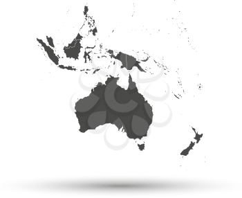 Australia map with shadow background vector illustration