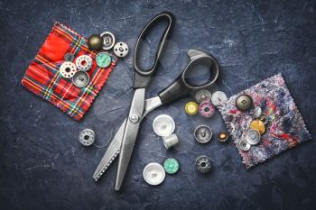 professional scissors for fabric and buttons from clothing