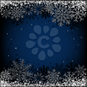 Dark blue Christmas snow background on a winter theme
