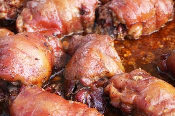 Many pork leg meat cook meat barbecue. Hot grill food