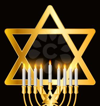 Happy Hanukkah, Jewish Background. Vector Illustration. Hanukkah is the name of the Jewish holiday.