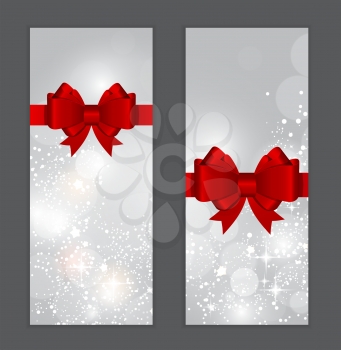 Abstract Glossy Star Background with Bow and Ribbon Vector Illustration EPS10