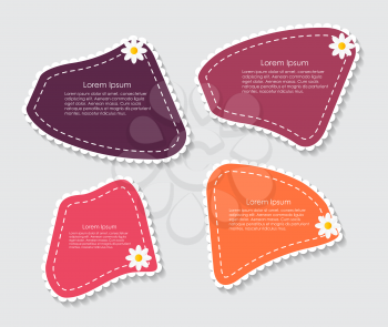 Colored Beautiful Labels with Flower Vector Illustration