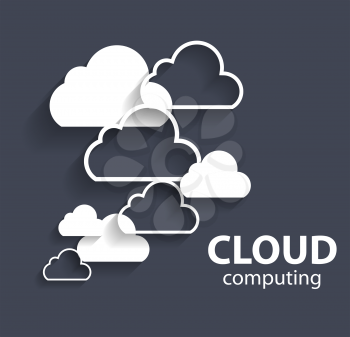 Cloud Computing Concept on Different Electronic Devices. Vector Illustration.
