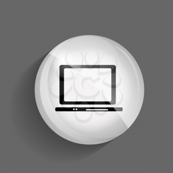 Computer Glossy Icon Vector Illustration on Gray Background. EPS10