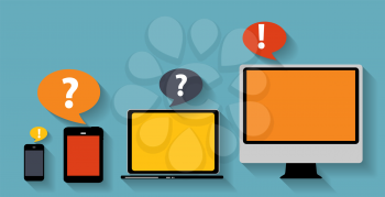 Computing Concept on Different Electronic Devices. Vector Illustration