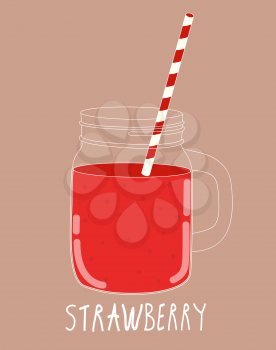 Fresh Strawberry Smoothie. Healthy Food. Vector Illustration EPS10