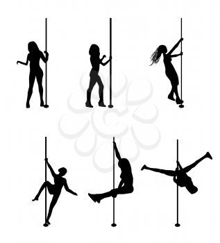 Silhouette of Dancing Girl on Pole.