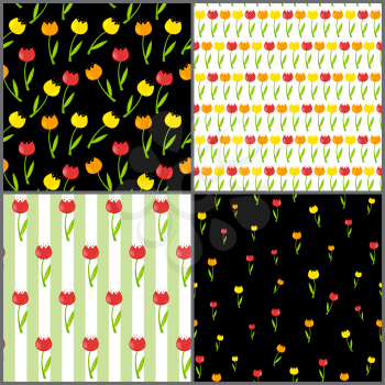 Floral Seamless Pattern Background Set Vector Illustration EPS10