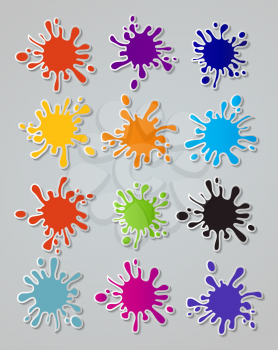 Vector set of colored blots on the white background.