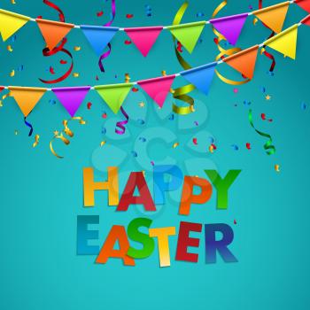 Happy Easter Background with Flags Vector Illustration EPS10