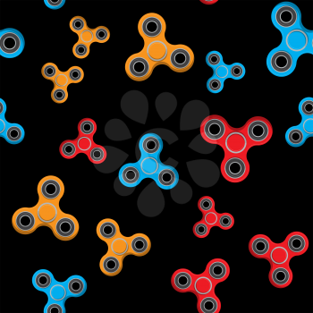 Spinner, popular anti-stress toy seamless pattern background. Vector Illustration.