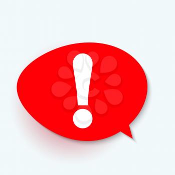 Red attention sign in speech bubble. Exclamation mark icon. Vector illustration EPS10