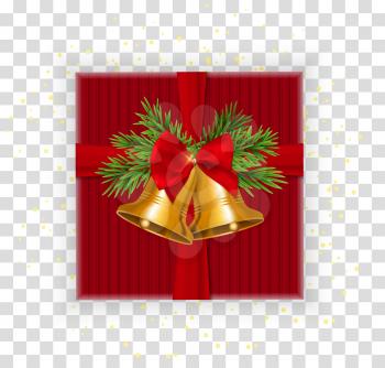 Abstract Christmas and New Year Gift Box on Transparent Background. Vector Illustration EPS10