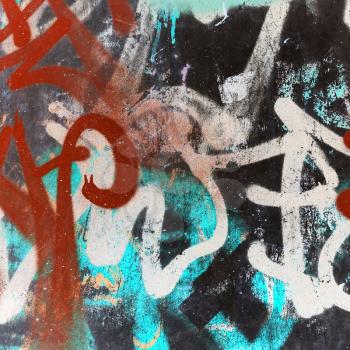 Abstract dark graffiti square fragment, vintage tonal photo filter effect, retro style