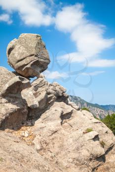 Big round stone on top of the mountain, Corsica island, Ospedale region