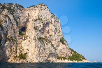 Coastal landscape with rocks. Capri island, Mediterranean Sea, Italy