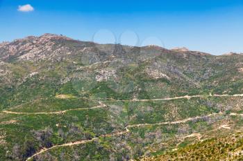 Natural landscape with Mountain road in South part of Corsica island, France
