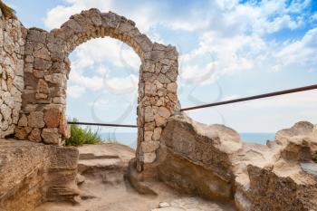 Ancient arch in fortress on Kaliakra headland, Bulgarian Black Sea Coast