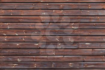 Brown wooden wall made of pine wood planks, background  photo texture