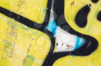 Abstract colorful graffiti fragment, old urban concrete wall texture