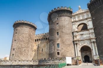 Main entrance of the Castel Nouvo in Naples, Italy. It was first erected in 1279, one of the main architectural landmarks of the city
