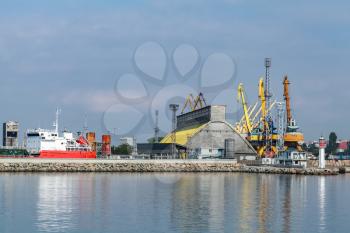 Burgas port in summer day. Seaside photo