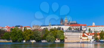 Panoramic view of Old Prague in summer day. Czech Republic