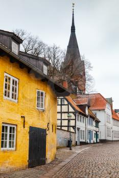 Street view of old Flensburg town, Germany