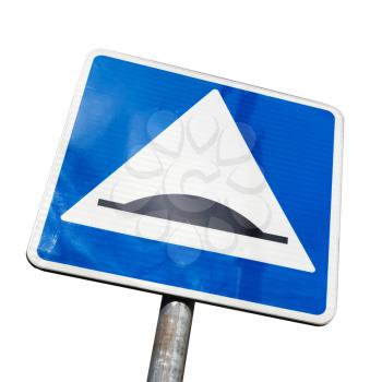 Speed Bump. Square road sign isolated on white background