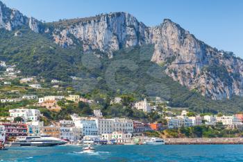 Landscape of Capri port, Italy, Bay of Naples