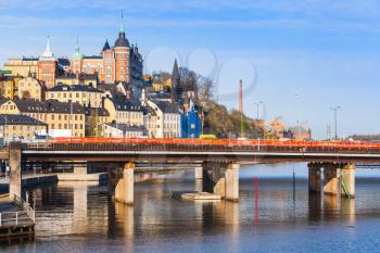 Cityscape of Sodermalm city district in old central area of Stockholm, Sweden