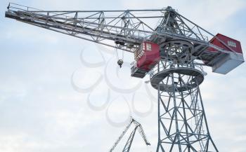 Industrial port crane in winter season, Port of Turku