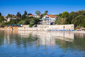 Bouka Beach in summer morning, popular touristic resort destination of Zakynthos