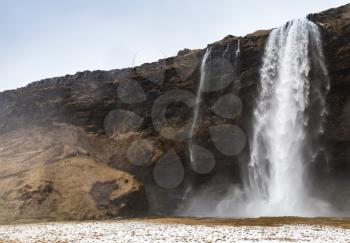 Seljalandfoss waterfall, natural landmark of Iceland