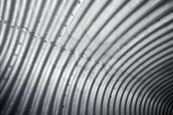 Corrugated metal wall pattern, industrial tunnel background texture
