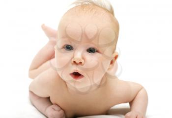 bright picture of crawling newborn baby 