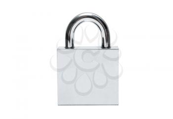 Silver padlock isolated on white