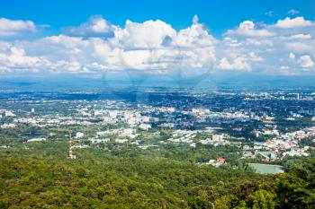 Chiang Mai aerial view from viewpoint near Wat Phra That Doi Suthep, Thailand