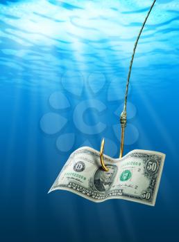 Dollar on the hook in the sea