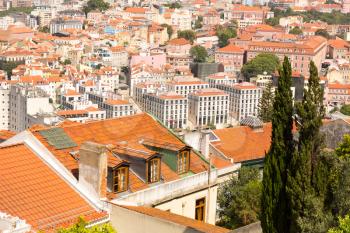 Panoramic view of the european city roofs, Portugal
