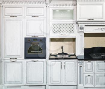 Luxury kitchen made from light white wood