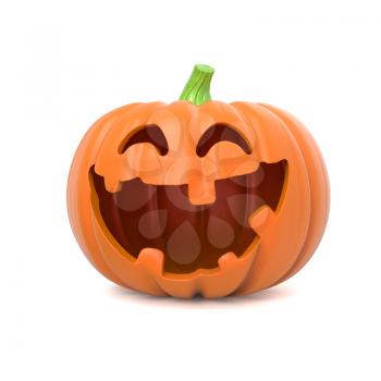 Funny Halloween pumpkin on white background