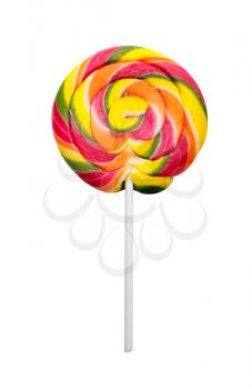 Colorful sweet lollipop isolated on white background